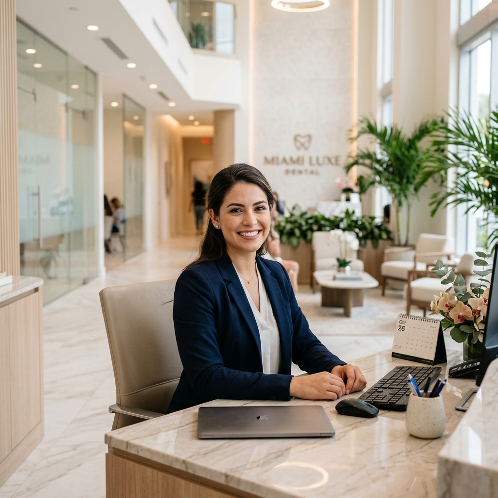 Renia AI Premium Receptionist at luxury Miami Dental Office